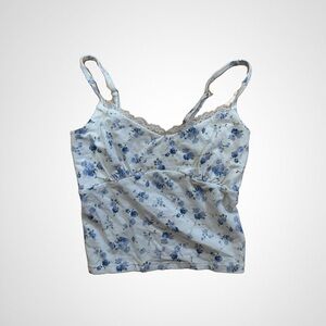 Hollister White and Blue Floral Camisole
